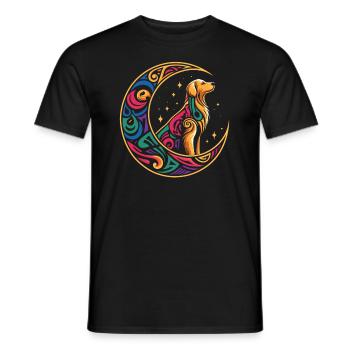 Golden Retriever Tribal Moon - Men's T-Shirt - black - Front - AI Model Male 178 light (178cm)