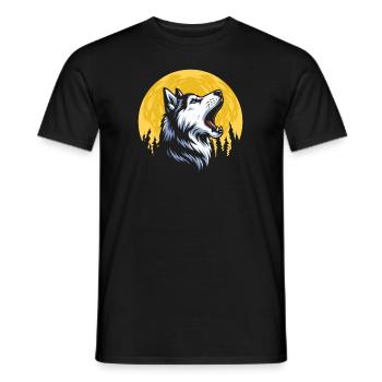 Husky de Sibérie hurlant - T-shirt homme - noir - Devant - AI Model Male 178 light (178cm)