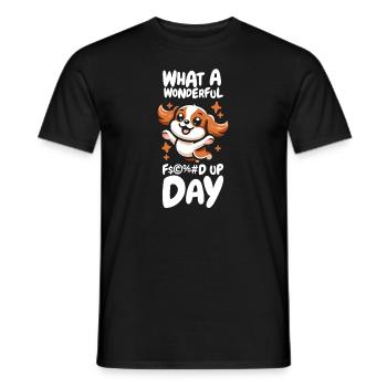 King Charles Cavalier Drôle Fucked Up Day - T-shirt homme - noir - Devant - AI Model Male 178 light (178cm)