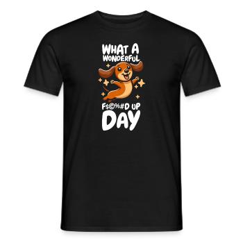 Teckel Dachshund Drôle Jour de merde - T-shirt homme - noir - Devant - AI Model Male 178 light (178cm)