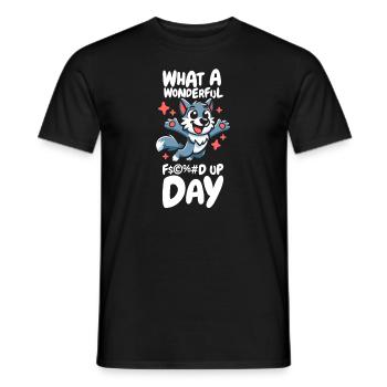 Wolf Funny Fucked Up Day - Men's T-Shirt - black - Front - AI Model Male 178 light (178cm)