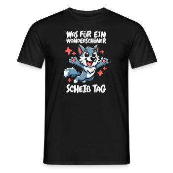 Wolf Funny Please Shut Up - Men's T-Shirt - black - Front - AI Model Male 178 light (178cm)