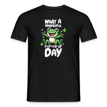 Frog Toad Funny Fucked Up Day - Men's T-Shirt - black - Front - AI Model Male 178 light (178cm)