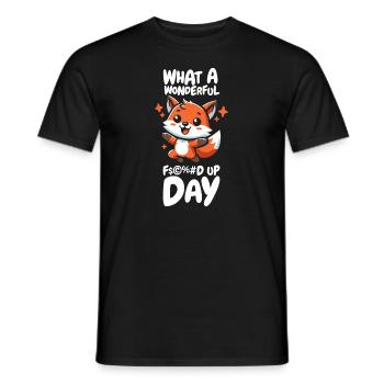 Fox Funny Fucked Up Day - Men's T-Shirt - black - Front - AI Model Male 178 light (178cm)