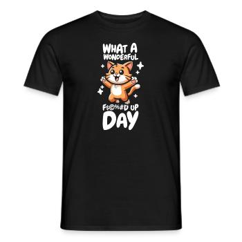 Cat Funny Fucked Up Day - Men's T-Shirt - black - Front - AI Model Male 178 light (178cm)