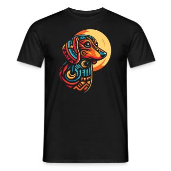 Dackel Dachshund Moon Phases - Men's T-Shirt - black - Front - AI Model Male 178 light (178cm)