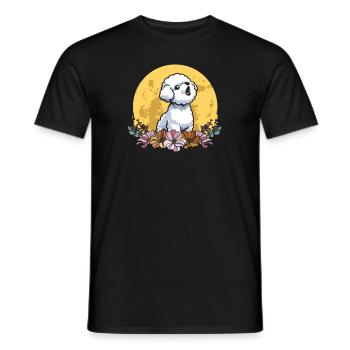Bichon Frize Wild Floral Moon - Men's T-Shirt - black - Front - AI Model Male 178 light (178cm)