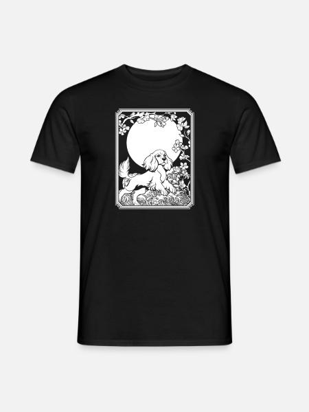 Cocker Spaniel Japan Cherry Blossom Moon - Men's T-Shirt - black