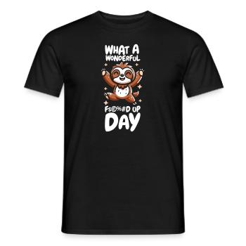 Faultier Fucked Up Day - Männer T-Shirt - Schwarz - Vorne - AI Model Male 178 light (178cm)