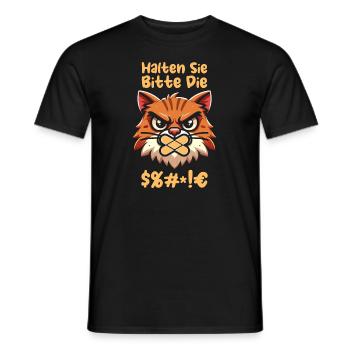Cat Please keep your mouth shut - Men's T-Shirt - black - Front - AI Model Male 178 light (178cm)