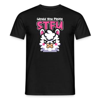 Lama Llama Stfu Would You Please Shut Up - Männer T-Shirt - Schwarz - Vorne - AI Model Male 178 light (178cm)