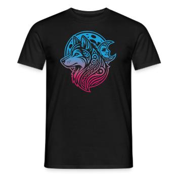 Husky de Sibérie Phases de lune tribale - T-shirt homme - noir - Devant - AI Model Male 178 light (178cm)