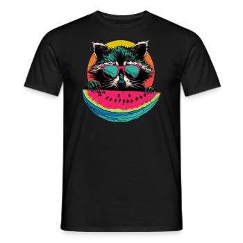 Mignon raton laveur raton laveur nature bébé raton laveur forêt - T-shirt homme - noir - Devant - AI Model Male 178 light (178cm)
