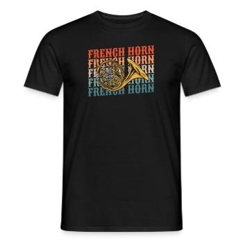 Horn player French Horn - Men's T-Shirt - black - Front - AI Model Male 178 light (178cm)