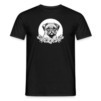 Mops Hund Wilde Blumen Floral Moon - Männer T-Shirt - Schwarz - Vorne - AI Model Male 178 light (178cm)