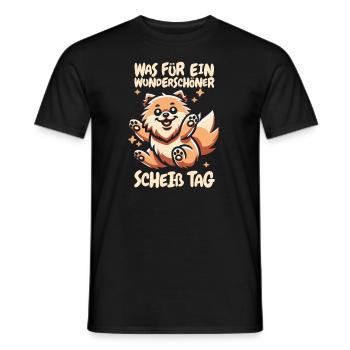 Pomeranian Beautiful Day - Men's T-Shirt - black - Front - AI Model Male 178 light (178cm)