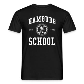 Hamburg School Universität Hochschule University - Men's T-Shirt - black - Front - AI Model Male 178 light (178cm)