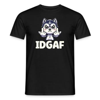 Husky de Sibérie Idgaf - T-shirt homme - noir - Devant - AI Model Male 178 light (178cm)