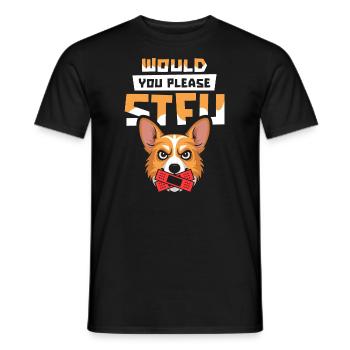 Corgi Stfu Would You Please Shut Up - Men's T-Shirt - black - Front - AI Model Male 178 light (178cm)