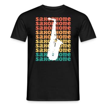Vintage Musician Saxophonist Saxophone - Men's T-Shirt - black - Front - AI Model Male 178 light (178cm)