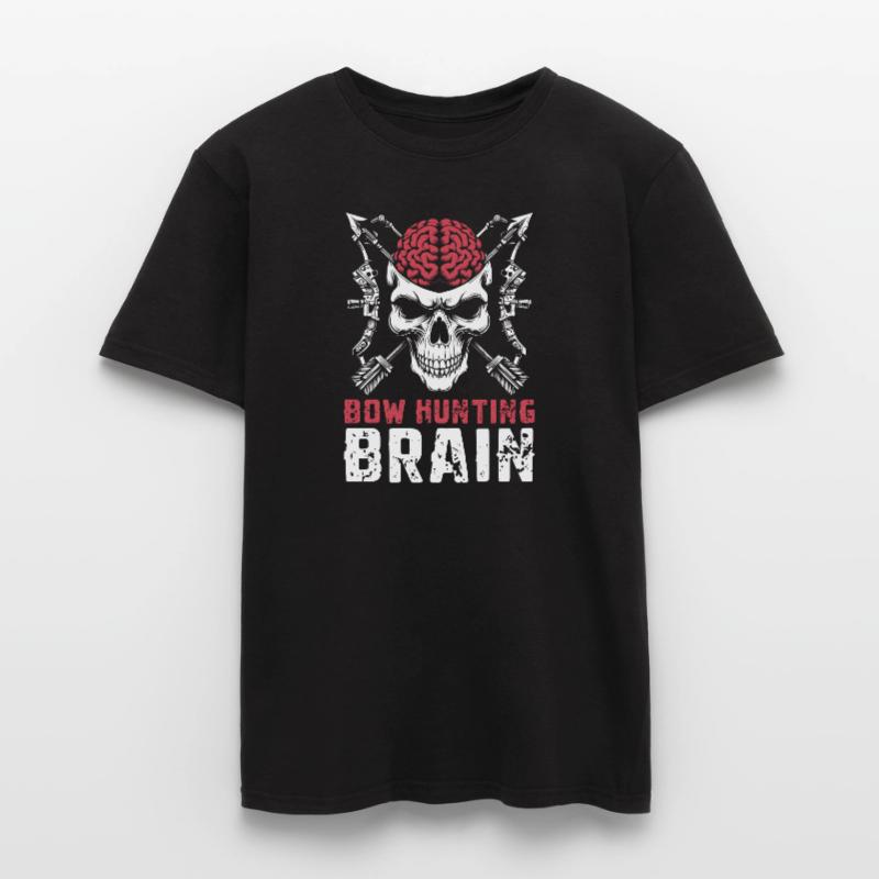 Bogenjagd Bogenjäger Schädel Bow Hunting Brain Männer T-Shirt