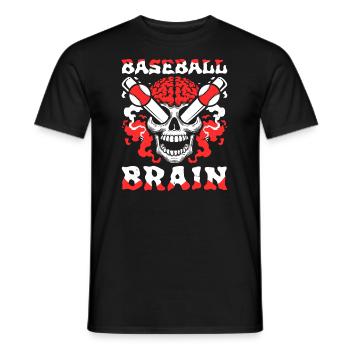 Crâne de baseball Cerveau de baseball - T-shirt homme - noir - Devant - AI Model Male 178 light (178cm)