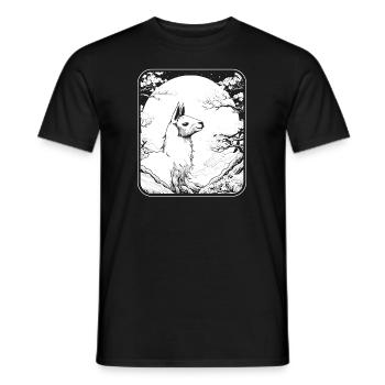 Lama Llama Japan Cherry Blossom Moon - Männer T-Shirt - Schwarz - Vorne - AI Model Male 178 light (178cm)