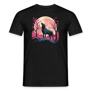Labrador Japan Cherry Blossom Moon - Männer T-Shirt - Schwarz - Vorne - AI Model Male 178 light (178cm)