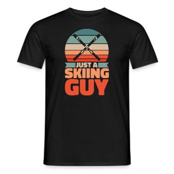 Skiing Après Ski Just A Skiing Guy - Men's T-Shirt - black - Front - AI Model Male 178 light (178cm)