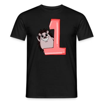 1 an - inscription à l’école - motif hérisson - numéro 1 - T-shirt homme - noir - Devant - AI Model Male 178 light (178cm)