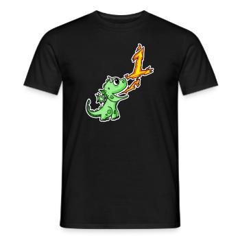 1 an - Inscription à l’école - Motif Dragon - Numéro 1 - T-shirt homme - noir - Devant - AI Model Male 178 light (178cm)