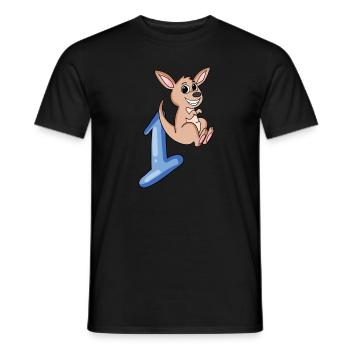1 an - Inscription à l’école - Motif kangourou - Numéro 1 - T-shirt homme - noir - Devant - AI Model Male 178 light (178cm)