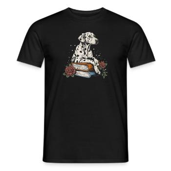 Dalmatian Flower Book Reader Floral Cottagecore - Men's T-Shirt - black - Front - AI Model Male 178 light (178cm)