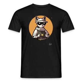 The cool hip-hop cat, the music rap cat - Men's T-Shirt - black - Front - AI Model Male 178 light (178cm)