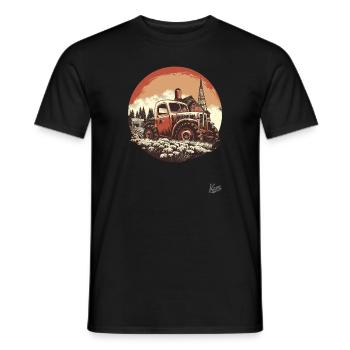 Le tracteur agricole rétro vintage - T-shirt homme - noir - Devant - AI Model Male 178 light (178cm)