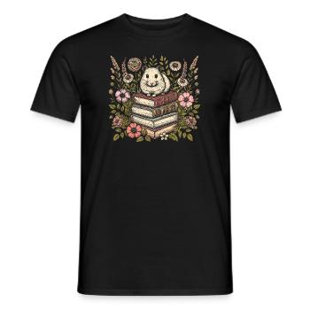 Hamster Goldhamster Blumenbuchleser - Männer T-Shirt - Schwarz - Vorne - AI Model Male 178 light (178cm)