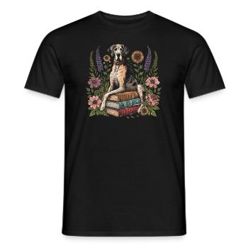 Great Dane Flower Book Reader Floralcottagecore - Men's T-Shirt - black - Front - AI Model Male 178 light (178cm)