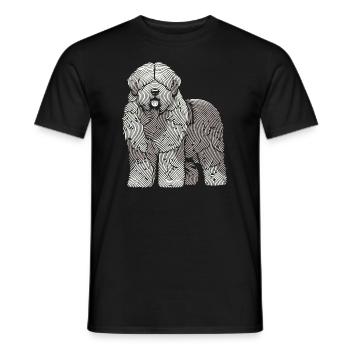 Old English Shepherd Bobtail Fingerprint - Men's T-Shirt - black - Front - AI Model Male 178 light (178cm)