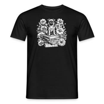 Brussels Griffon Flower Book Reader - Men's T-Shirt - black - Front - AI Model Male 178 light (178cm)