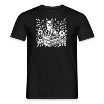 Chihuahua Flower Book Reader Floral Cottagecore - Men's T-Shirt - black - Front - AI Model Male 178 light (178cm)