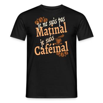 Je ne suis pas matinal je suis caféinal - T-shirt homme - noir - Devant - AI Model Male 178 light (178cm)