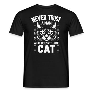 Ne faites jamais confiance à un homme qui n’aime pas un chat - T-shirt homme - noir - Devant - AI Model Male 178 light (178cm)