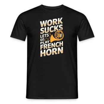 Horn player French Horn - Men's T-Shirt - black - Front - AI Model Male 178 light (178cm)
