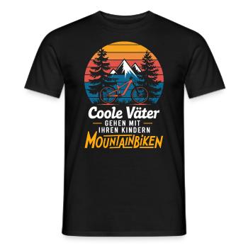 Papa und Kinder Mountainbiken - Männer T-Shirt - Schwarz - Vorne - AI Model Male 178 light (178cm)