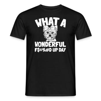 Yorkshire Terrier Fucked Up Day - Men's T-Shirt - black - Front - AI Model Male 178 light (178cm)