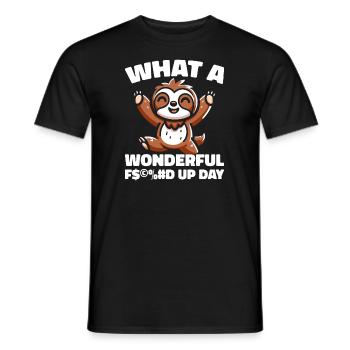 Faultier Fucked Up Day - Männer T-Shirt - Schwarz - Vorne - AI Model Male 178 light (178cm)