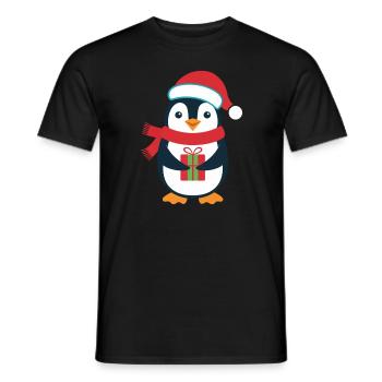 Pingouin Noël Père Noël Mignon Pingouin Amour - T-shirt homme - noir - Devant - AI Model Male 178 light (178cm)