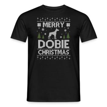 Merry Dobie Christmas Dogs Ugly Christmas Dogs - Men's T-Shirt - black - Front - AI Model Male 178 light (178cm)