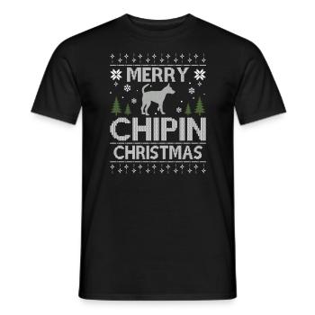 Merry Chip Christmas Dogs Ugly Christmas Dogs - Men's T-Shirt - black - Front - AI Model Male 178 light (178cm)