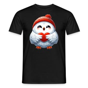 Schneeeule Herz Liebe Valentinstag Design - Männer T-Shirt - Schwarz - Vorne - AI Model Male 178 light (178cm)